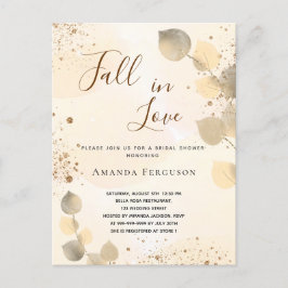 Cartão Postal De Convite queda da brilho do eucalipto do ouro do chá de pan