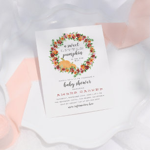 Cartão Postal De Convite Queda O Doce Chá de fraldas De Abóbora