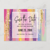 Rainbow Stripes com Faux Glitter Salve a Data