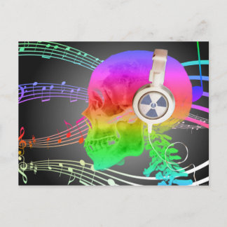 Cartão Postal De Convite Rainbow Trippy Skull Music Psychedelic Dance Party