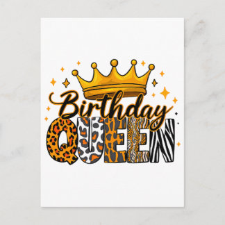 Cartão Postal De Convite Rainha de Aniversário Crown Safari