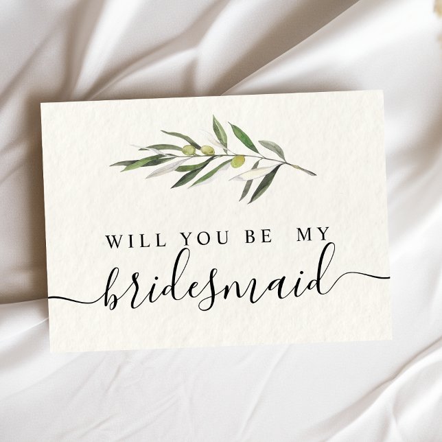 Cartão Postal De Convite Ramo verde aquarela simples oliva (Criador carregado)