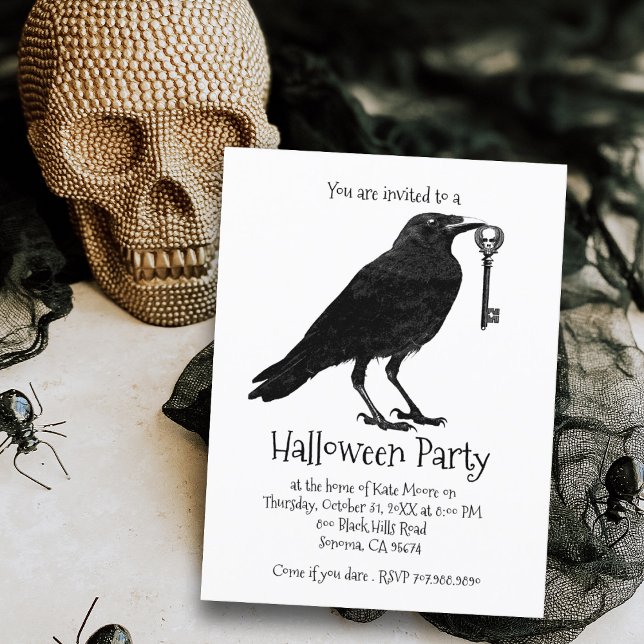 Cartão Postal De Convite Raven Halloween Party (Criador carregado)
