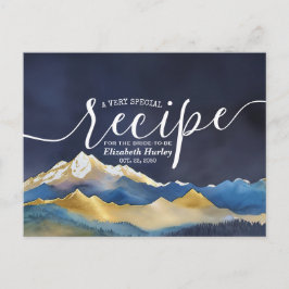 Cartão Postal De Convite Receita de Chá de panela Dourado de Montanha Azul-