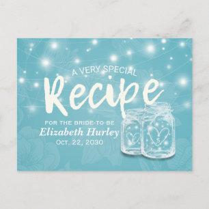 Cartão Postal De Convite Receita de Chá de panela Floral Leve da Cadeia de 