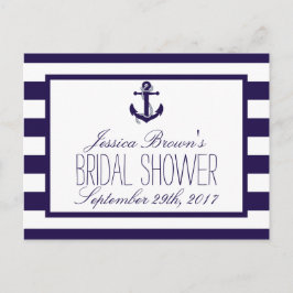 Cartão Postal De Convite Receita do Chá de panela de faixa de Marinho de Ân