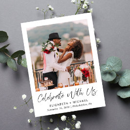 Cartão Postal De Convite Recepção de casamento de Foto Chic