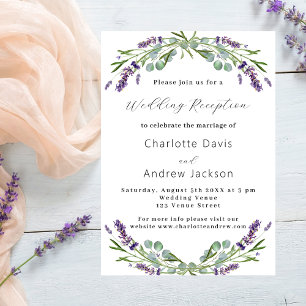 Cartão Postal De Convite Recepção de casamento verde lavanda violeta