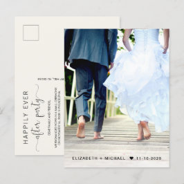 Cartão Postal De Convite Recepção de Creme de Foto Felizes para Sempre