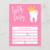 Recibo de fada dentária Perdidas Raparigas Dentes 