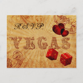 Cartão Postal De Convite red dice Vintage Vegas casamento rsvp