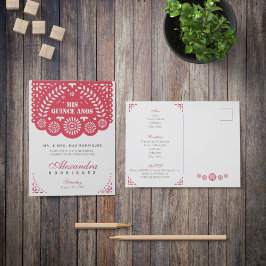 Cartão Postal De Convite Red Papel Picado Mis Quince Años