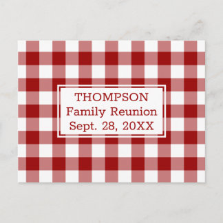 Cartão Postal De Convite Red White Buffalo Check Name Family Reunion Party