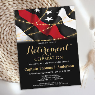 Cartão Postal De Convite Reforma do Bombeiro Thin Red Line