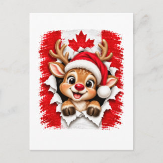 Cartão Postal De Convite Rena de Natal Canadense