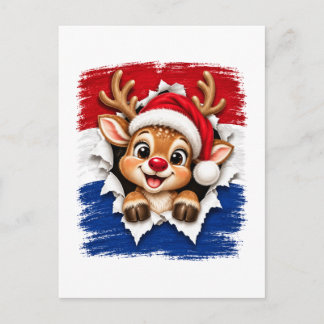 Cartão Postal De Convite Rena de Natal Holandesa
