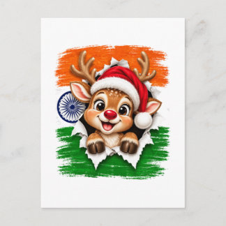 Cartão Postal De Convite Rena de Natal Indiana