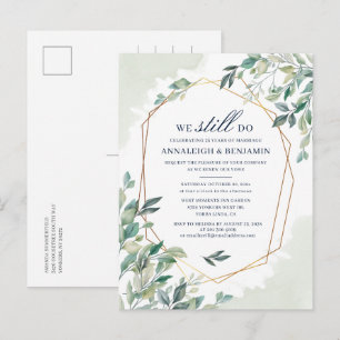 Cartão Postal De Convite Renovação de Votos Eucalipto Casamento Elegante