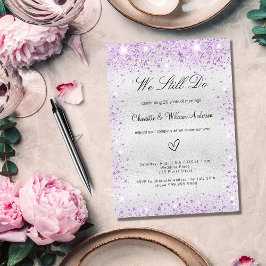 Cartão Postal De Convite Renovação do casamento com violeta de prata