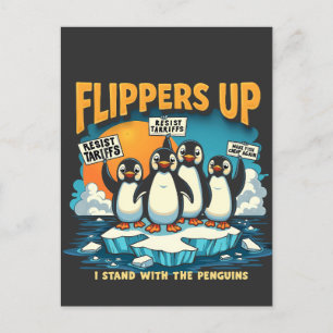 Cartão Postal De Convite Resistir Eu Fico Com Pinguins