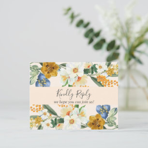 Cartão Postal De Convite Resposta de Casamento de Flores Silvestres de Jard