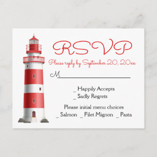 Cartão Postal De Convite Resposta de Casamento de Verão na Praia do Farol N