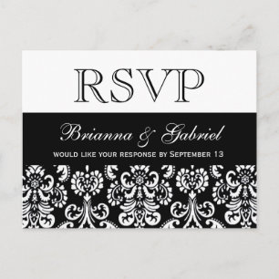 Cartão Postal De Convite Resposta de casamento RSVP de Damasco de Coração B