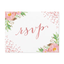 Resposta de Confetti RSVP de Confetti Flor Rosa de