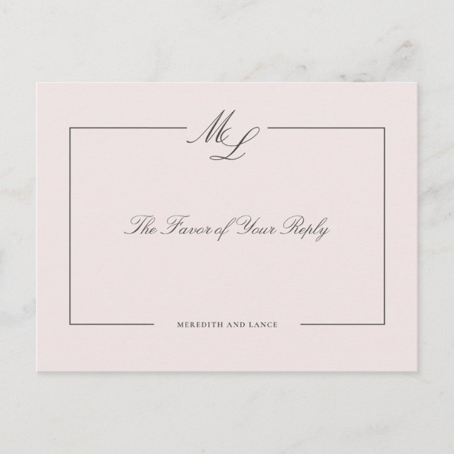 Cartão Postal De Convite Resposta de Monograma de Casamento Floral de Vinta (Frente)