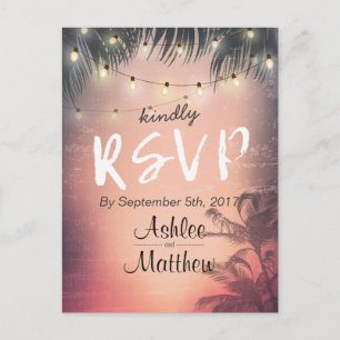 Cartão Postal De Convite Resposta de RSVP de Árvore de Palma da Cadeia de C