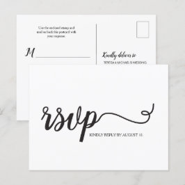 Cartão Postal De Convite Resposta de Tipografia de Casamento de Script RSVP