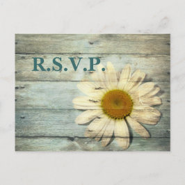 Cartão Postal De Convite resposta do casamento da margarida azul-barnwood n
