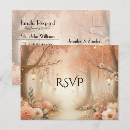 Cartão Postal De Convite Resposta para Casamento com Lanterna da Floresta E