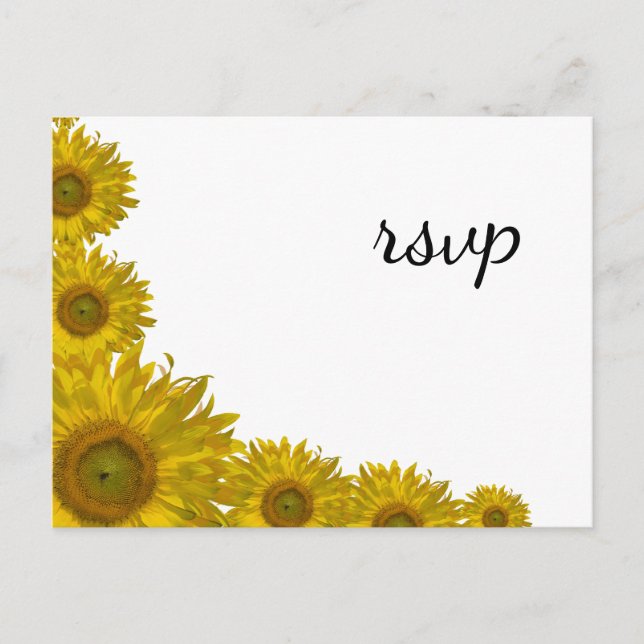 Cartão Postal De Convite Resposta RSVP de Casamento de Borda Sunflower (Frente)