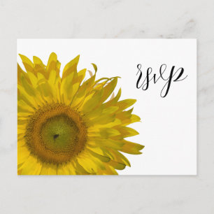 Cartão Postal De Convite Resposta RSVP de Casamento de Girassol Amarelo