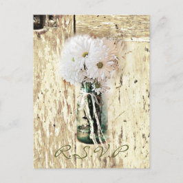 Cartão Postal De Convite resposta RSVP do casamento da margarida de madeira
