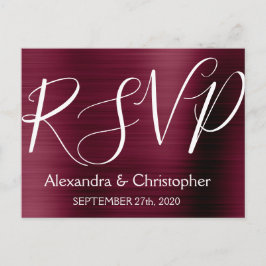 Cartão Postal De Convite Resposta RSVP Rúrpura Moderna do Burgundy