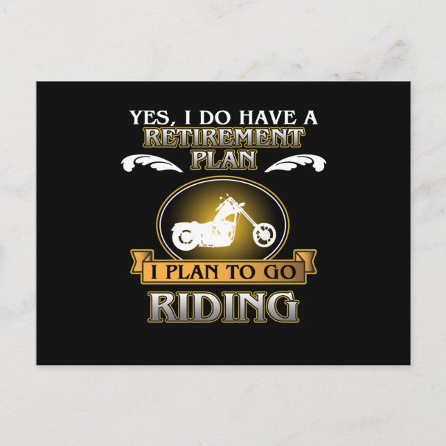 Cartão Postal De Convite Retirement Plan Riding Motorcycle Biker Bike Lover (Frente)