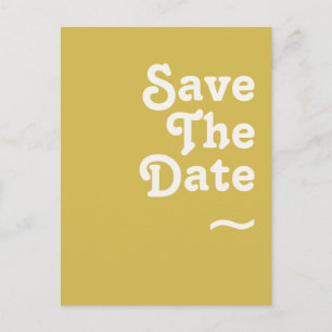 Cartão Postal De Convite Retro Beach   Postcard de Save The Date dourado
