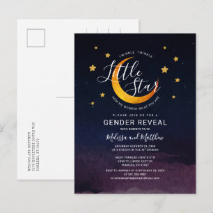Cartão Postal De Convite Revelação do Sexo da Estrela Brilhante Azul Marinh