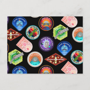 Cartão Postal De Convite RICK E MORTY™   Padrão de patches do espaço extern