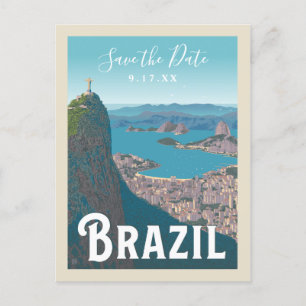 Cartão Postal De Convite Rio de Janeiro, Brasil Salvar a data