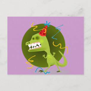 Cartão Postal De Convite Rock de Dino - Festa de aniversário de dinossauro
