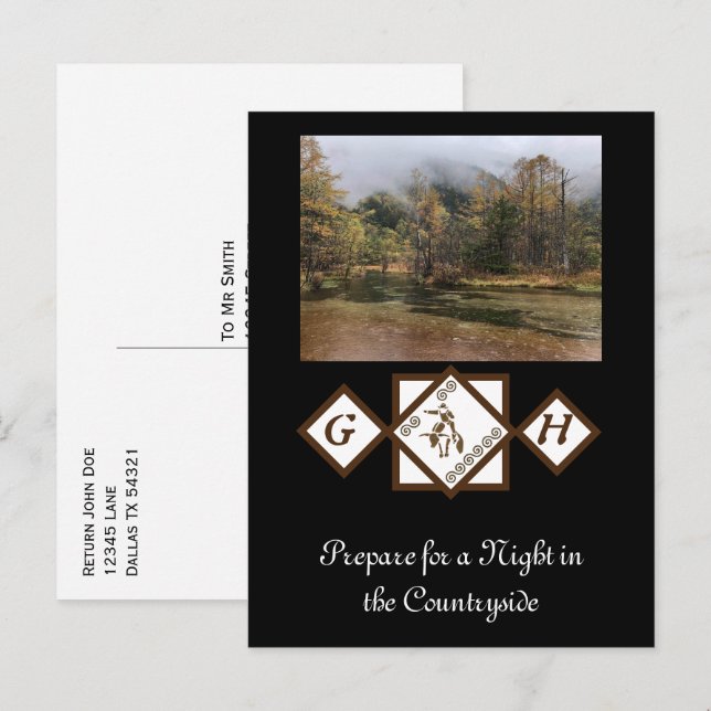 Cartão Postal De Convite Rodeo Bull Rider e Longhorn Monographic Foto (Frente/Verso)