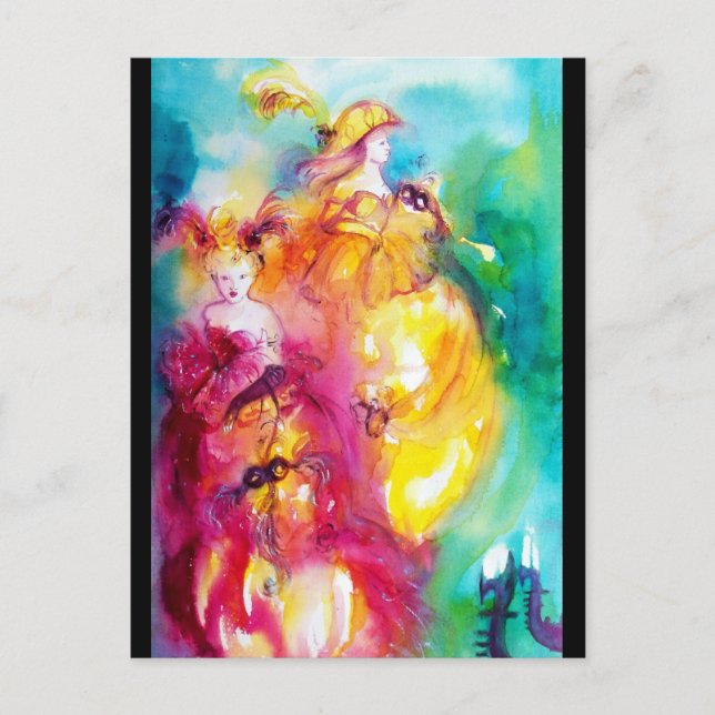 Cartão Postal De Convite RONDO IN LAGOON/Bola de Mascarada Veneza (Frente)