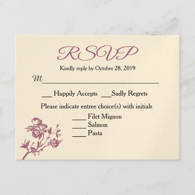 Cartão Postal De Convite Rosa Delight! Cartão-postal de resposta RSVP Rosa  (Frente)