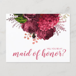 Cartão Postal De Convite Rosa dourado floral você será minha madrinha de ca