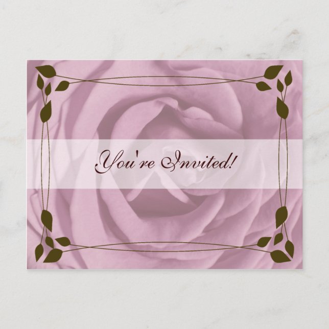 Cartão Postal De Convite Rosa e chocolate, você é convidado! (Frente)
