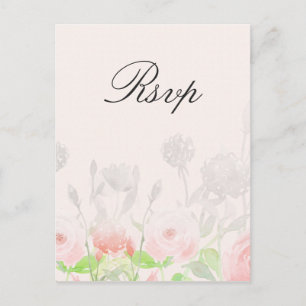 Cartão Postal De Convite Rosa Garden Modern casamento Floral rsvp