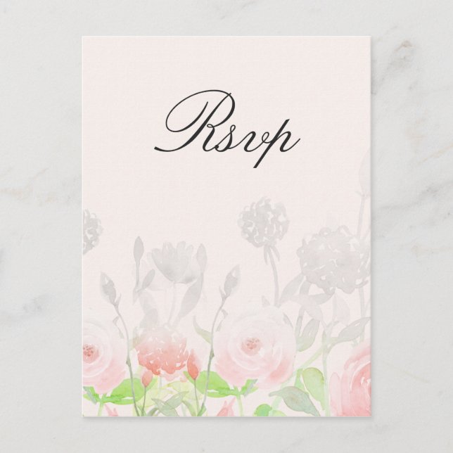 Cartão Postal De Convite Rosa Garden Modern casamento Floral rsvp (Frente)